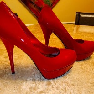 Patent leather high heels